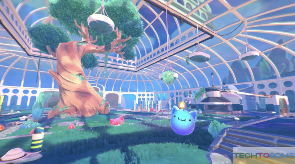 Slime Rancher 2 features a sprawling conservatory.